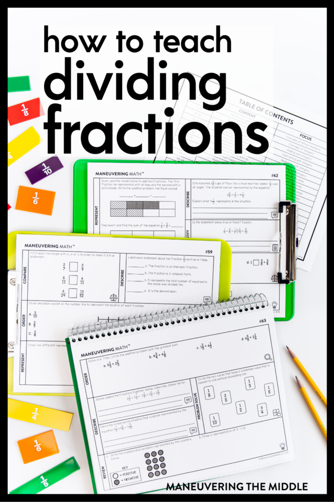 Dividing fractions is more than just an algorithm. Learn about the different types of division & how to use models to visualize the process. | maneuveringthemiddle.com