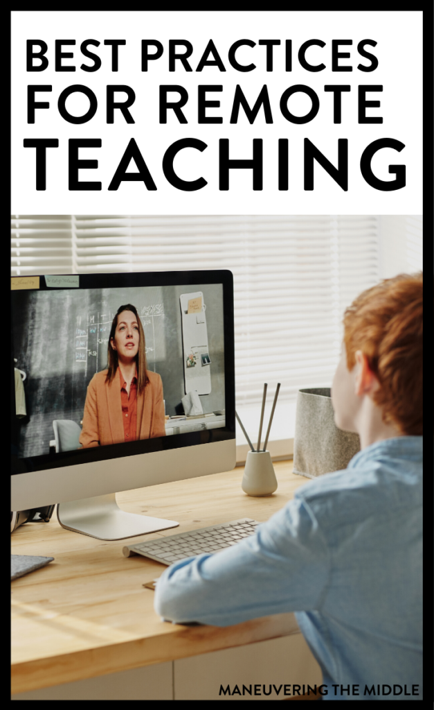 Learn from great teachers what is going right with remote teaching. Here are 5 remote teaching tips to help you and your students be successful! | maneuveringthemiddle.com