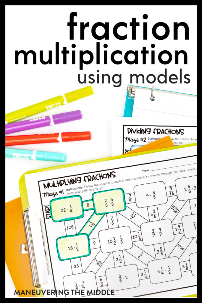 Teaching multiplying fractions seems easy enough, but have you ever used models? Models build conceptual understanding! Plus, more tips for those tricky mixed numbers! | maneuveringthemiddle.com