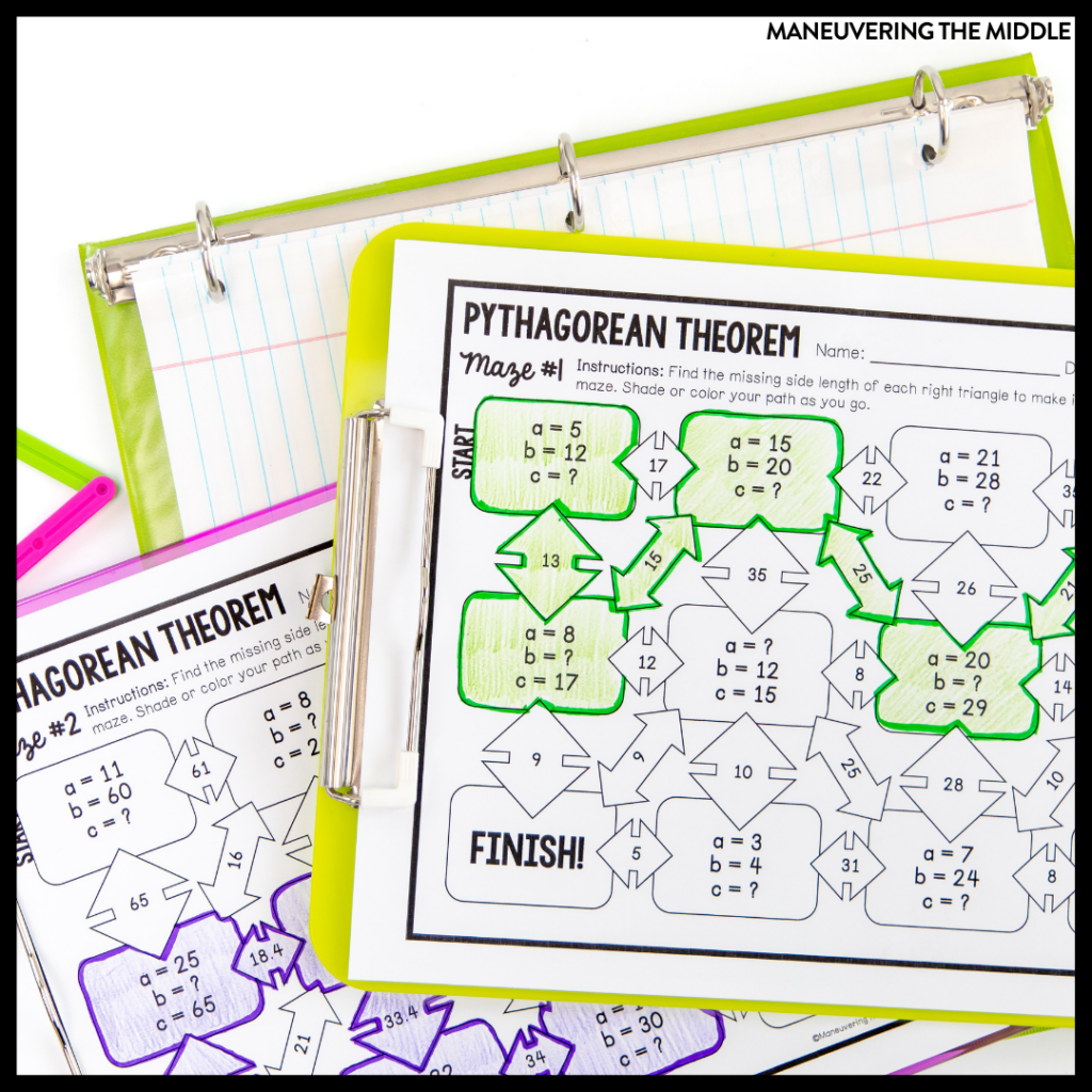 Read this blog post for tips and activities for introducing and teaching Pythagorean Theorem to your 8th grade students. | maneuveringthemiddle.com