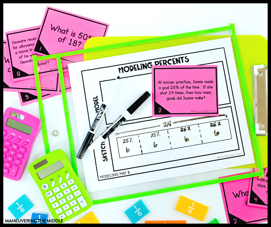 Finding percents is a skill that requires lots of practice. These 7 activities will help your students success in calculating percentages. | maneuveringthemiddle.com