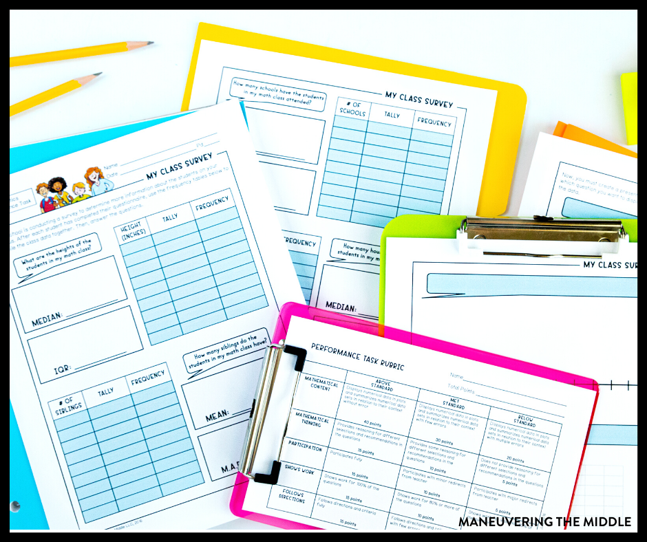 Statistics activities for middle school can be hands-on and make math relevant! Here are 5 ideas to try in your classroom. | maneuveringthemiddle.com