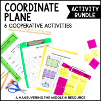 An engaging coordinating plane activity bundle with 6 hands-on and collaborative activities like locating ordered pairs and graphing on the coordinate plane