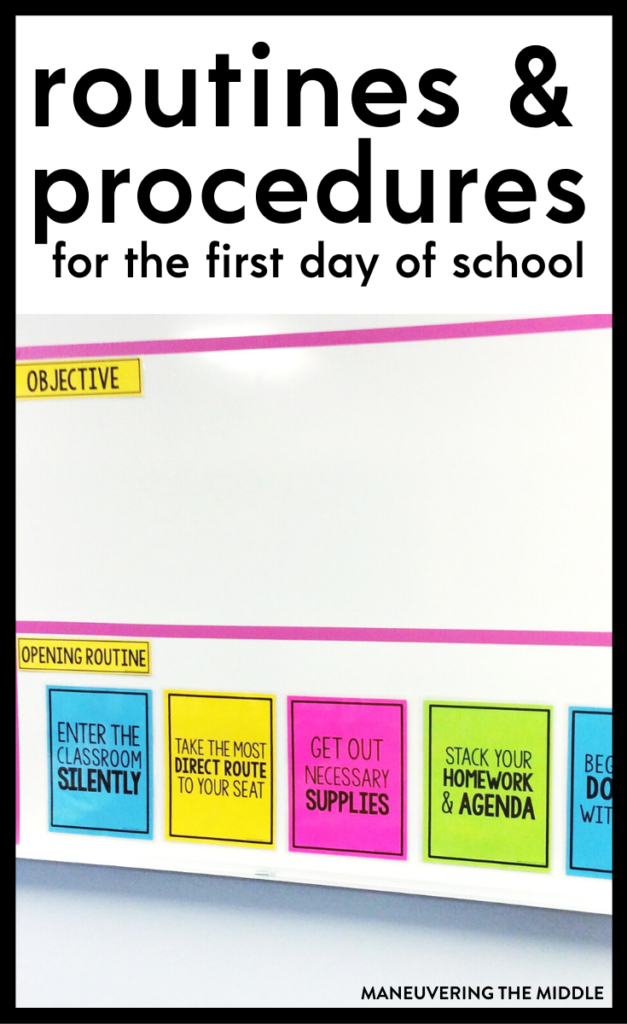 You never get a second chance to make a first impression. Find out my top middle school routines & procedures that should be taught on day 1. | maneuveringthemiddle.com