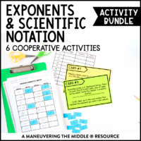 This Exponents & Scientific Notation Activity Bundle for 8th Grade includes 6 classroom activities to support students’ knowledge of these skills.