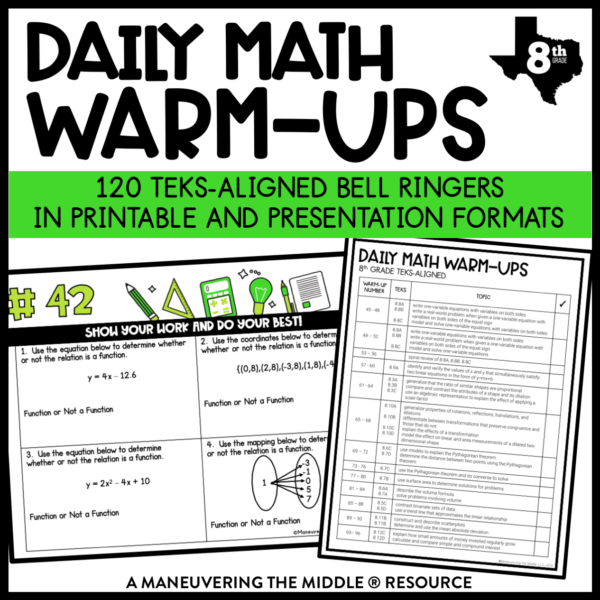 Daily Math Warm-ups 8th TEKS
